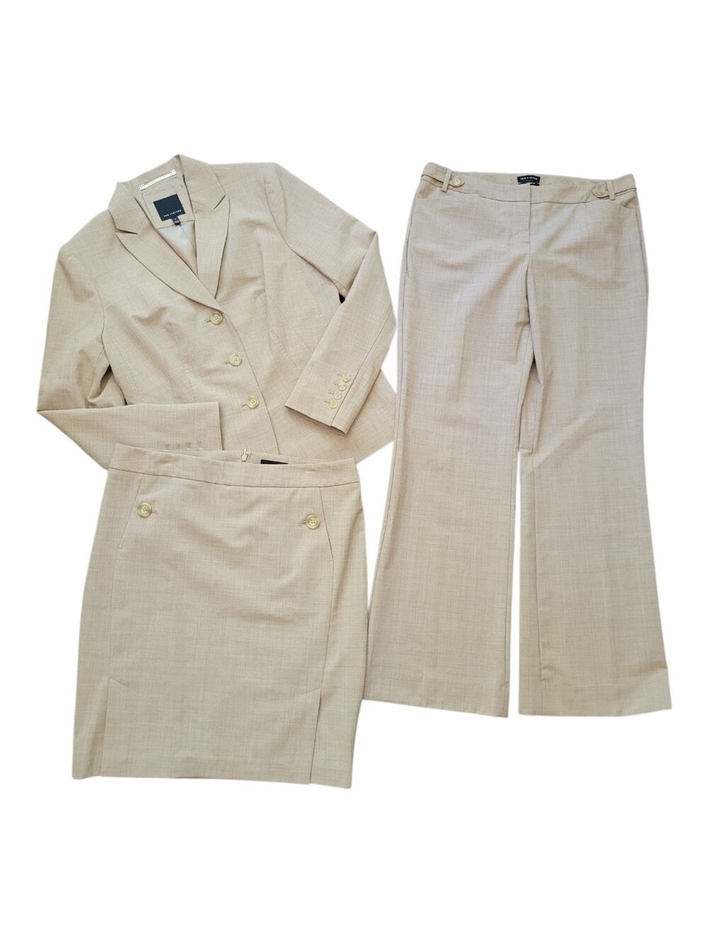 The Limited Travel Suit 3 Pc Set Blazer Skirt Cassidy Pants Matching Tan 10 12